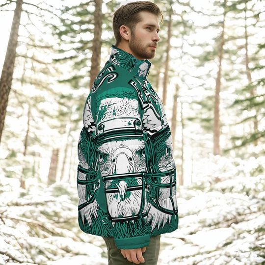 Eagles All Over Print Down Puffer Jacket  Unisex Winter Coat