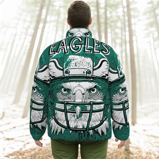 Eagles All Over Print Down Puffer Jacket  Unisex Winter Coat