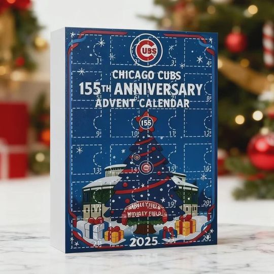 Chicago Cubs Gift Box Advent Calendar, 2D Acrylic Mini Figures, Christmas Countdown Advent Calendar Gift Box With 24 Acrylic Ornaments