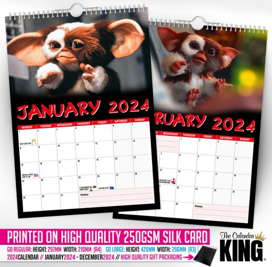 Gizmo - 2024 Wall Calendar, Creative, Gift Idea, Present, Novelty