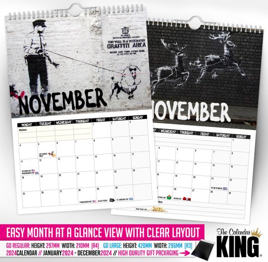 Banksy - 2024 Wall Calendar, Creative, Gift Idea, Present, Novelty