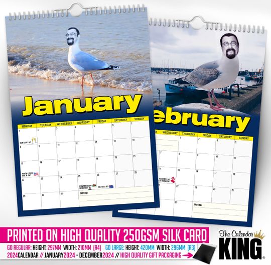 Steven 'THE' Seagull - 2024 Wall Calendar, Funny, Gift Idea, Present, Novelty, Humour