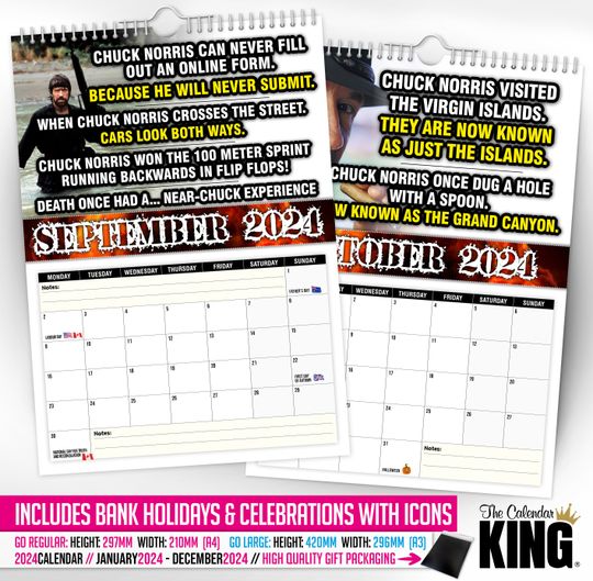 Chuck Norris - 2024 Wall Calendar, Funny, Gift Idea, Novelty, Humour
