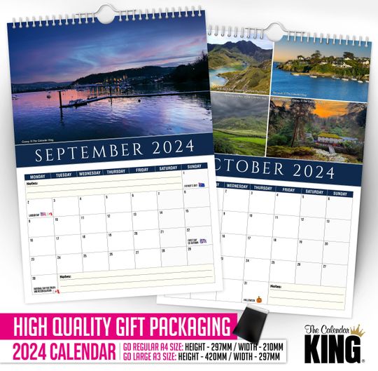 North Wales - 2024 Wall Calendar, Creative, Gift Idea, Present, Novelty