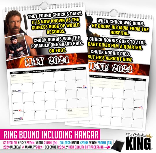 Chuck Norris - 2024 Wall Calendar, Funny, Gift Idea, Novelty, Humour