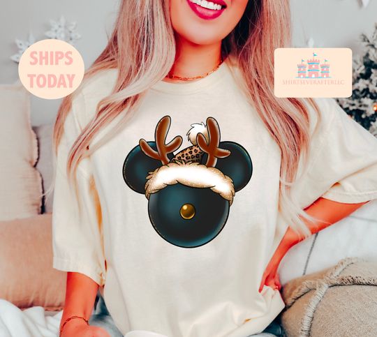 Vintage Minnie mouse reindeer Christmas Shirt, Disney Ears Christmas Shirt