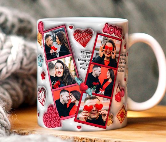 3D Mug Custom Photo, 3D Inflated Valentine Mug, Couple Photo 3D Mug, 11oz 15oz Mug, Valentine Mug
