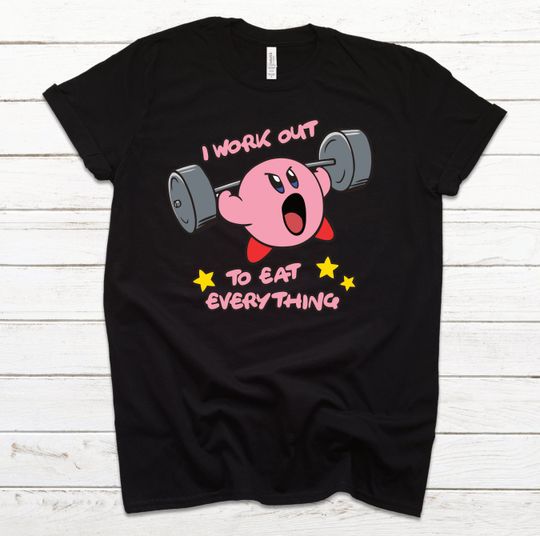kirby workout shirt, nintendo shirt