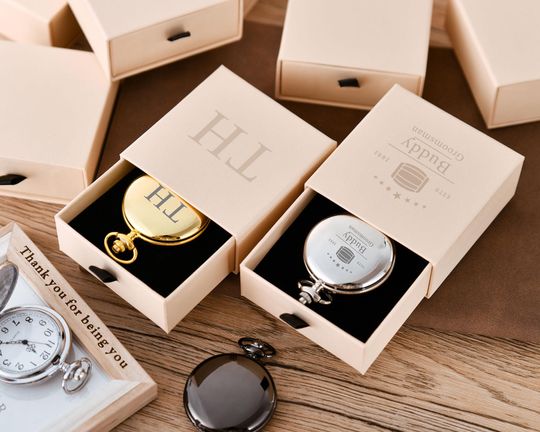 Personalized Pocket Watch for Groomsmen and Wedding Gifts