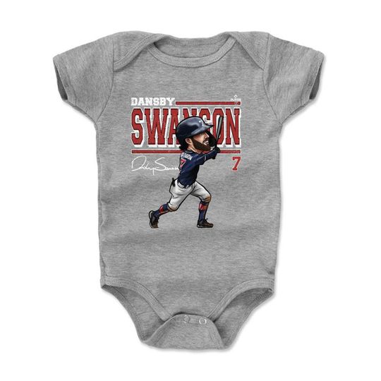 Dansby Swanson Kids Baby Romper Atlanta Baseball Dansby Swanson Cartoon WHT