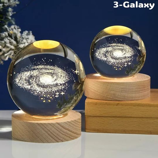 Personalized 3D Galaxy Crystal Ball LED Night Light: Custom Solar System