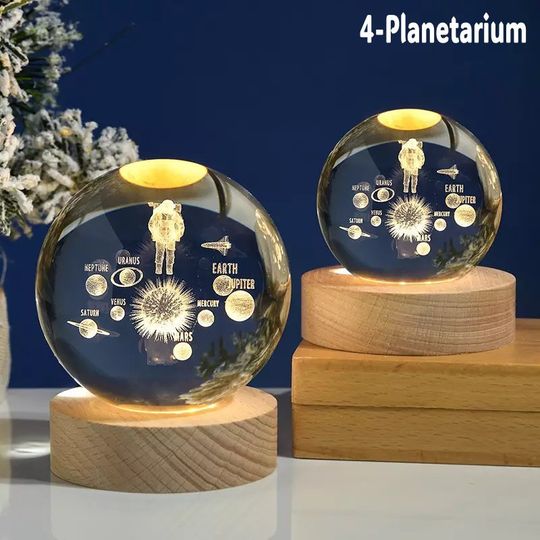 Personalized 3D Galaxy Crystal Ball LED Night Light: Custom Solar System