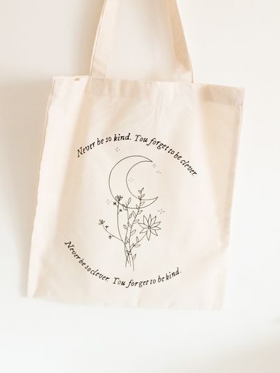 Marjorie Never Be to clever Bag| Bohemian Hippie Moon bag| Taylorr Swifts Evermore inspired  Eco Friendly Bag | NourDesign