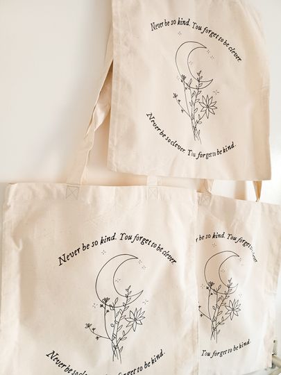 Marjorie Never Be to clever Bag| Bohemian Hippie Moon bag| Taylorr Swifts Evermore inspired  Eco Friendly Bag | NourDesign