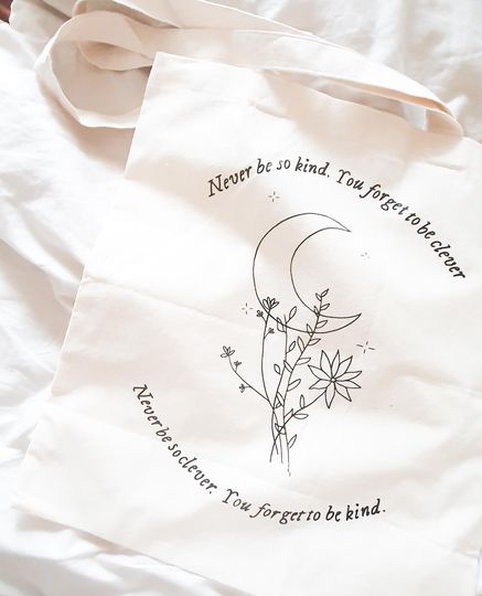 Marjorie Never Be to clever Bag| Bohemian Hippie Moon bag| Taylorr Swifts Evermore inspired  Eco Friendly Bag | NourDesign
