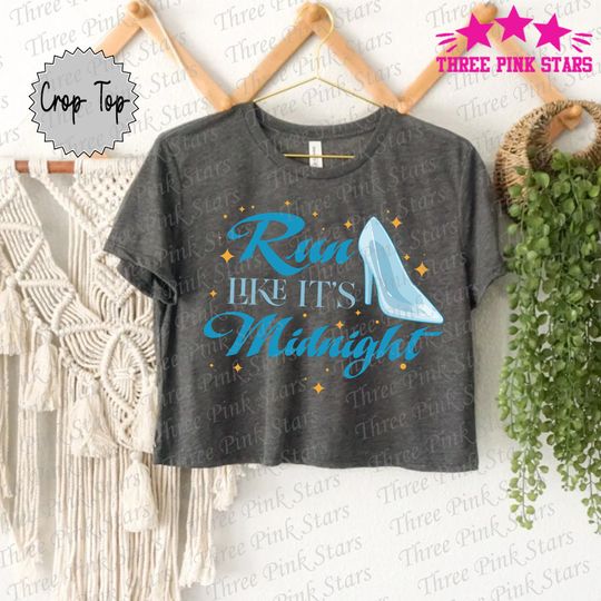 Cinde Running Crop Top, Run Like It's Midnight Crop Tee E5084