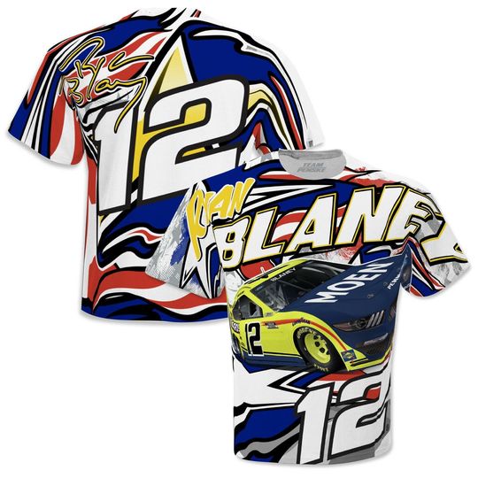 Ryan Blaney #12 MOEN Patriotic Blue Sublimated Shirt