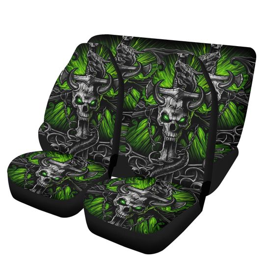Dragon Skull car seat cover car mat, skull mat seat cover for car, Skeleton skull seat cover mat for car, Halloween skull mat cover for car
