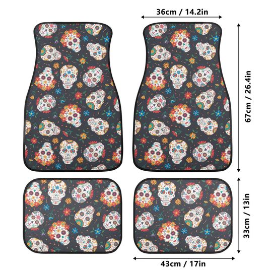 Mexico skull Car Seat Covers car mats, sugar skull car seat cover mats, Day of the dead gothic candy skull car seat protector covers mats