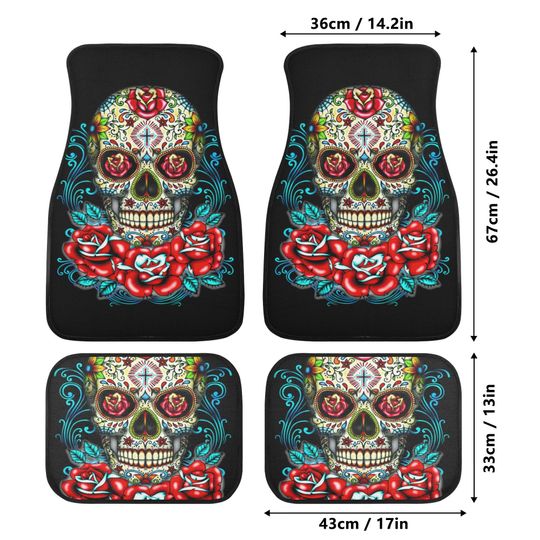 Rose sugar skull seat cover for car, floral sugar skull Seat Covers mat for car skull seat cover rug mat for car candy skull car seat covers