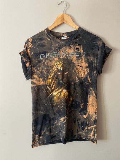 Bleached and distressed Disturbed tour band shirt