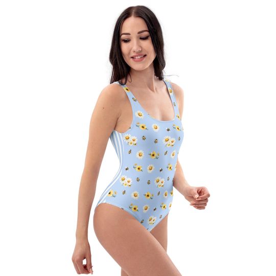 Blue honey bee One-piece Swimsuits