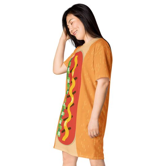 Hot Dog costume T-shirt dress, Halloween, BBQ party, 4th of July outfit, summer outfit