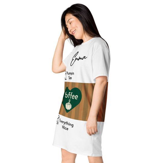Coffee gift t-shirt dress, Pumpkin spice Coffee, Personalized coffee gift shirt, gift for her, coffee lover gift