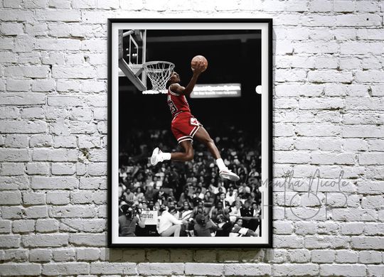 Michael Jordan  at the 1988 All-Star Slam Dunk Competition Vintage Poster
