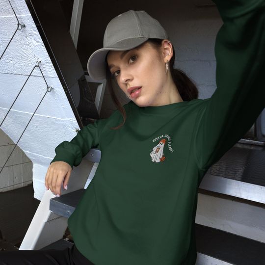 Halloween Ghost Embroidered Sweatshirt, Spella-ccino Coffee Sweatshirt, Cute Ghost