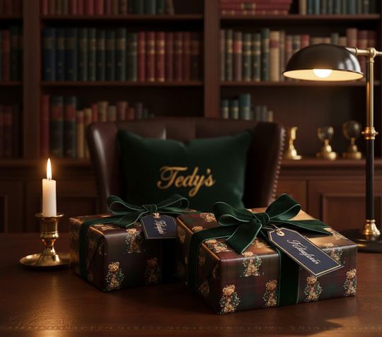Traditional Bear Christmas Plaid Wrapping Paper Holiday Gift Wrap Tartan Gift Wrap Green Christmas Gift Wrap Christmas Wrapping Paper Plaid