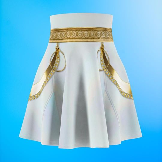 K-Pop White and Gold Cosplay Skater Skirt for Women