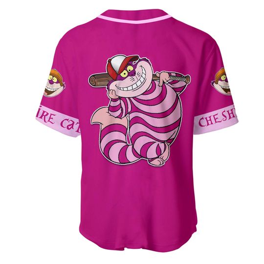 Cheshire Cat Dark Pink Purple White | Disney Baseball Jersey