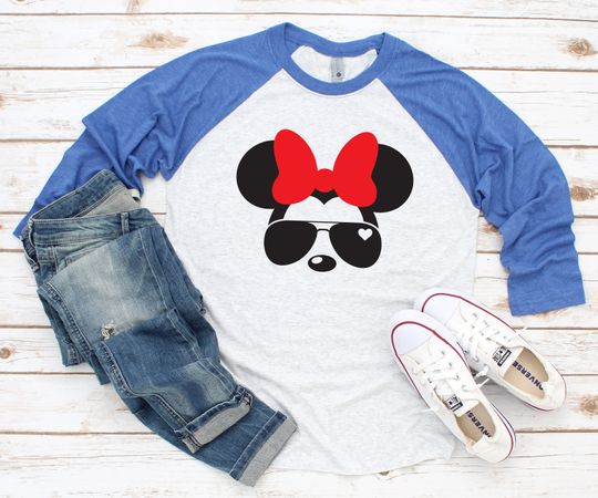 Minnie Mouse Aviator Raglan 3/4 sleeve, Disney Family Baseball Tee