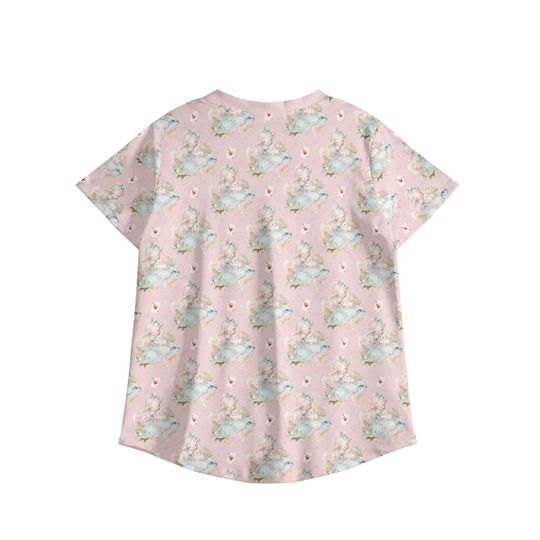 Alice in Wonderland V Neck Scrub Top
