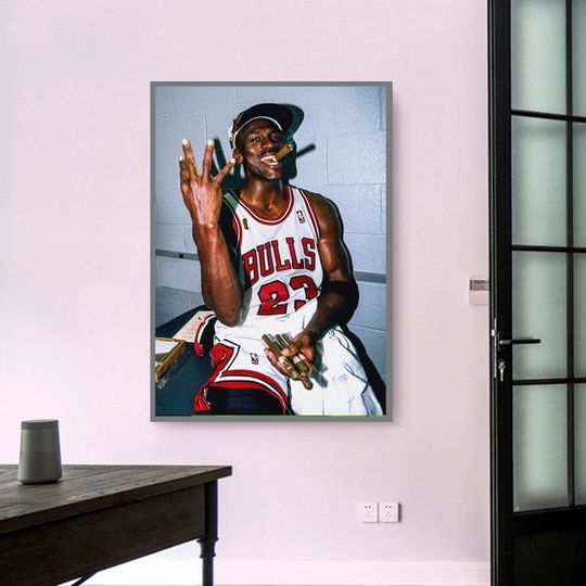 Michael Jordan With Cigar Canvas Poster Wall Art,Home docor,Frameless