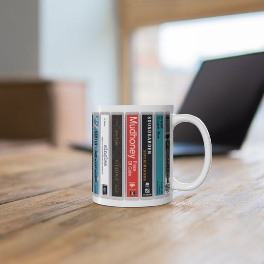 Grunge Band Cassette Mug. 11oz Music Mug. Seattle bands. Subpop.
