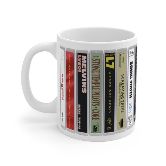 Grunge Band Cassette Mug. 11oz Music Mug. Seattle bands. Subpop.