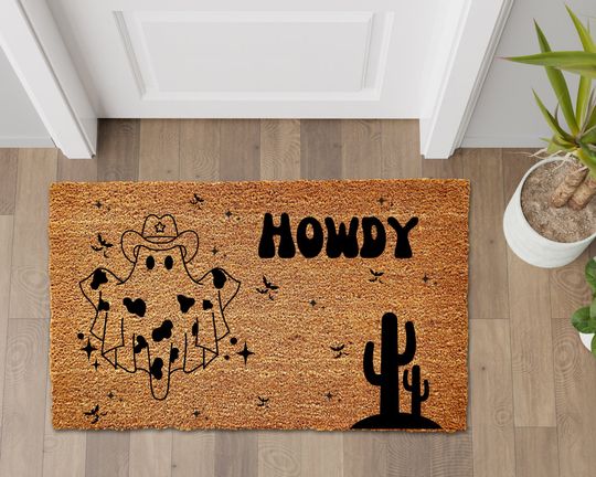 Howdy Ghouls Door Mat, Halloween Doormat, Welcome Mat, Western Fall, Halloween Decor
