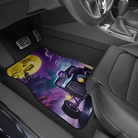 Skull Moon Hot Rod Car Mats