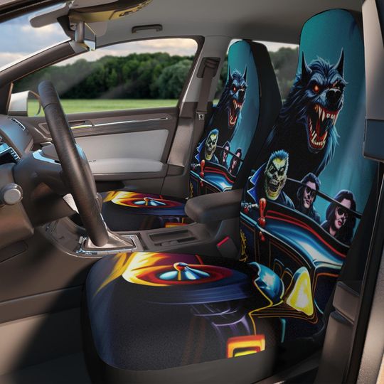 Werewolf Roadtrip Car Seat Cover | Retro Monster Hot Rod