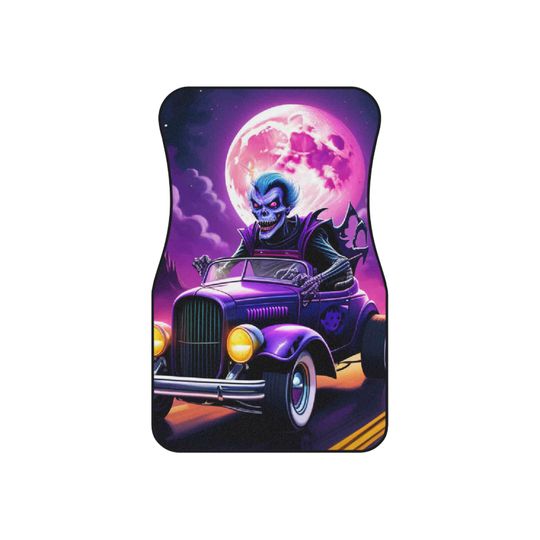 Skull Moon Hot Rod Car Mats