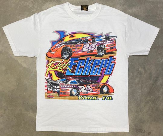 Vintage 2003 Rick Eckert #24 Dirt Late Model Glow in the Dark T Shirt