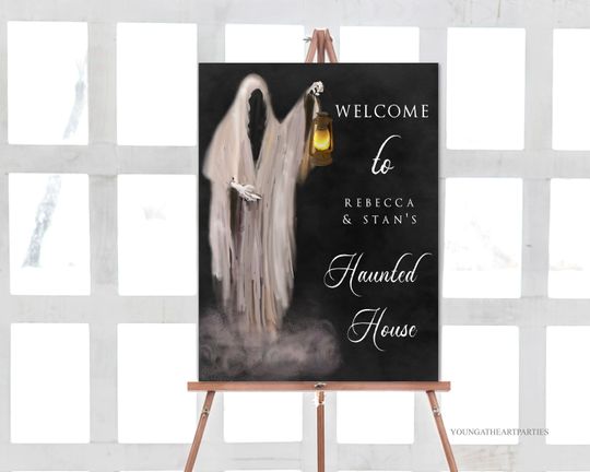 Haunted House Halloween Party Welcome Sign Template