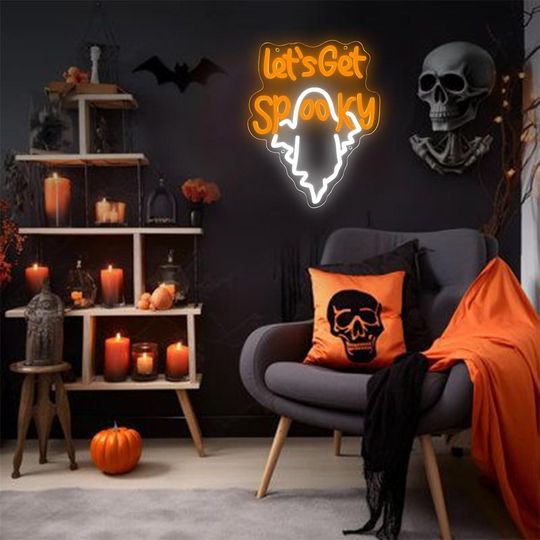 Spooky Ghost Neon Sign: Halloween Acrylic Decor