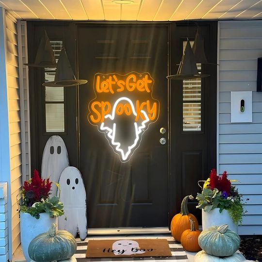 Spooky Ghost Neon Sign: Halloween Acrylic Decor