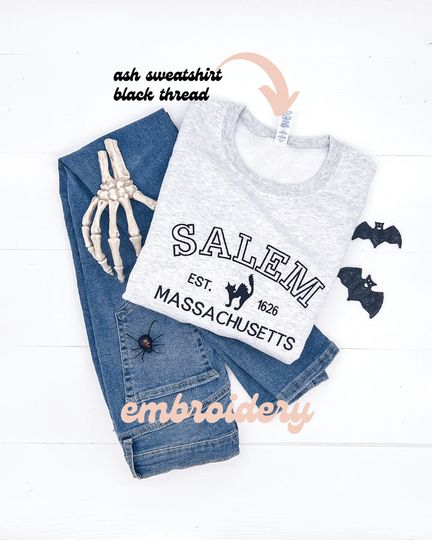 Salem Halloween Sweatshirt Embroidered Salem crewneck