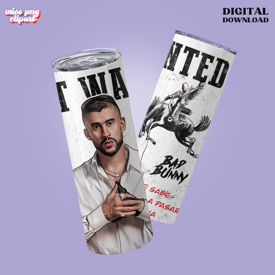 Bad Bunny Tumbler with Lid and Straw 20oz