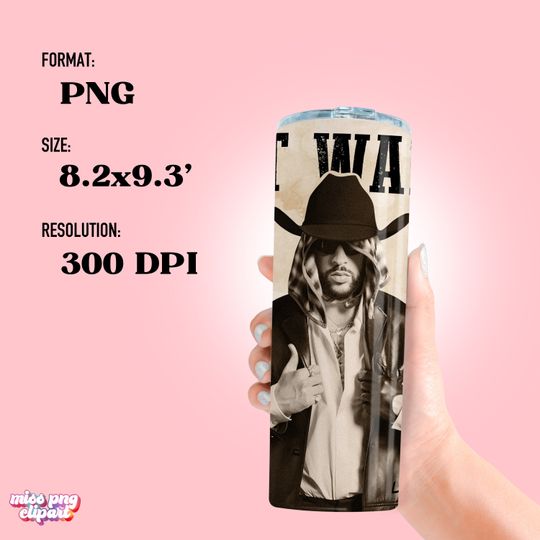 Bad Bunny Tumbler with Lid and Straw 20oz