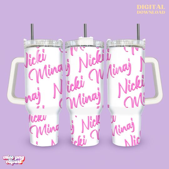Nicki Minaj 40 Oz Quencher Tumbler Wrap Png Design for creating Queen Rap Fans gifts for Digital Download for Personal and Commercial Use